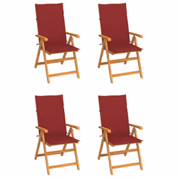 VidaXL 3065569, Terrace, Siège rembourré, Teck, Rouge, Polyester, 570 mm