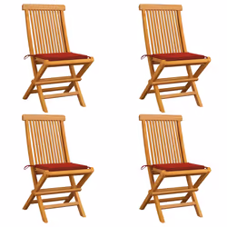 VidaXL 3065596, Terrace, Siège rembourré, Teck, Rouge, Polyester, 470 mm