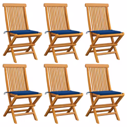 VidaXL 3065600, Terrace, Siège rembourré, Teck, Bleu, Polyester, 470 mm