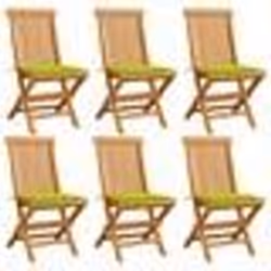 vidaXL Chaises de jardin avec coussins vert vif lot de 6 Bois de teck - TU