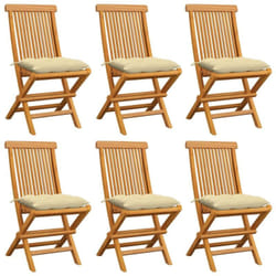 Vidaxl - Chaises de jardin et coussins blanc crème lot de 6 Teck massif