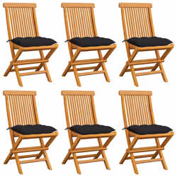 VidaXL 3065612, Terrace, Siège rembourré, Teck, Noir, Polyester, 470 mm