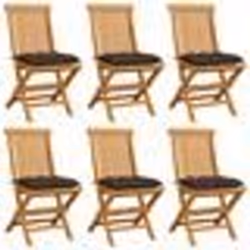 vidaXL Chaises de jardin et coussins taupe lot de 6 Bois teck massif - TU