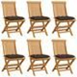 vidaXL Chaises de jardin et coussins taupe lot de 6 Bois teck massif - TU