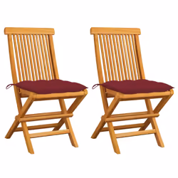 VidaXL 3065614, Terrace, Siège rembourré, Teck, Rouge, Polyester, 470 mm