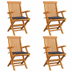 VidaXL 3065617, Terrace, Siège rembourré, Teck, Anthracite, Polyester, 550 mm