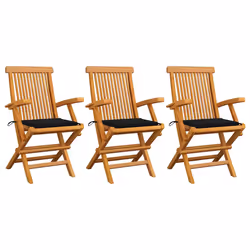 VidaXL 3065624, Terrace, Siège rembourré, Teck, Noir, Polyester, 550 mm