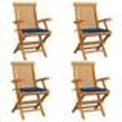 vidaXL Chaises de jardin et coussins bleu royal lot de 4 Bois de teck - TU