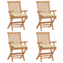 VidaXL 3065634, Terrace, Siège rembourré, Teck, Crème, Blanc, Polyester, 550 mm