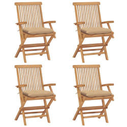 VidaXL 3065635 chaise d'extérieur Terrace Siège rembourré Teck Beige