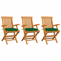 VidaXL 3065637, Terrace, Siège rembourré, Teck, Vert, Polyester, 550 mm