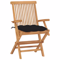 VidaXL 3065639 chaise d'extérieur Terrace Siège rembourré Teck Noir