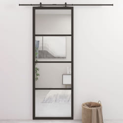 vidaXL Porte coulissante Aluminium et verre ESG 76x205 cm Noir