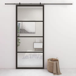 vidaXL Porte coulissante Aluminium et verre ESG 90x205 cm Noir