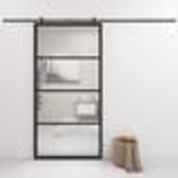 vidaXL Porte coulissante Aluminium et verre ESG 102,5x205 cm Noir