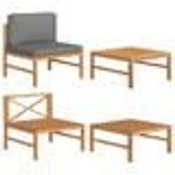 vidaXL Salon de jardin 2 pcs avec coussins gris foncé Bois de teck - TU