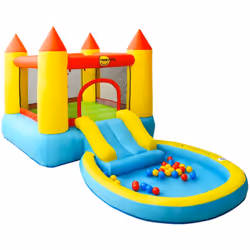 Imaginez votre petit équipage s'amuser avec ce château gonflable avec toboggan de la marque Happy Hop ! Ce château gonflable  ...