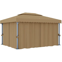 Vidaxl - Tonnelle avec rideau 4x3 m Taupe Aluminium