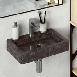 Vidaxl - Lavabo mural noir 38x24x6,5 cm marbre
