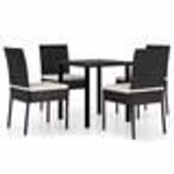 vidaXL Ensemble à manger de jardin 5 pcs Résine tressée Noir - TU
