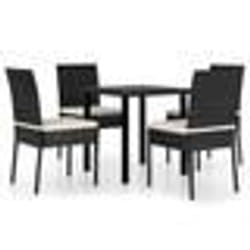 vidaXL Ensemble à manger de jardin 5 pcs Résine tressée Noir - TU