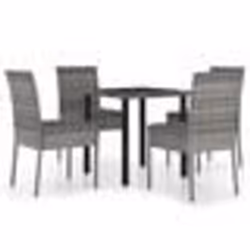 vidaXL Ensemble à manger de jardin 5 pcs Résine tressée Gris - TU