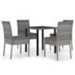 vidaXL Ensemble à manger de jardin 5 pcs Résine tressée Gris - TU