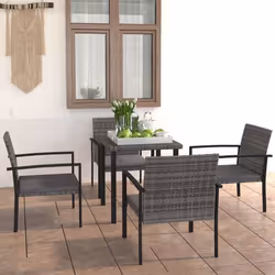 vidaXL Ensemble à manger de jardin 5 pcs Résine tressée Gris - TU