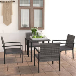 vidaXL Ensemble à manger de jardin 5 pcs Résine tressée Gris - TU