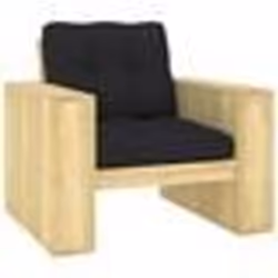 vidaXL Chaise de jardin avec coussins noir Bois de pin imprégné - TU