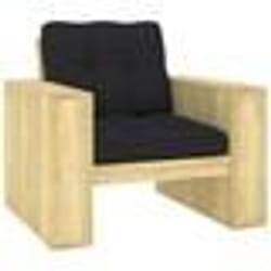 vidaXL Chaise de jardin avec coussins noir Bois de pin imprégné - TU