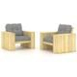 vidaXL Chaises de jardin lot de 2 avec coussins gris Pin imprégné - TU