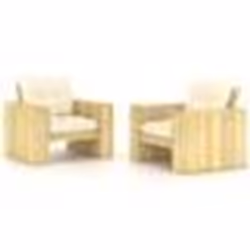 vidaXL Chaises de jardin lot de 2 avec coussins crème Pin imprégné - TU