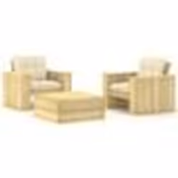 vidaXL Salon de jardin 3 pcs avec coussins bois de pin imprégné - TU