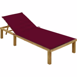 Cette chaise longue en bois avec coussin combine style et fonctionnalité et ajoute une touche de charme rustique à votre espa ...