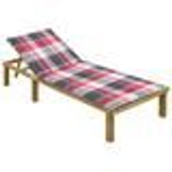 vidaXL Chaise longue avec coussin carreaux rouge Bois de pin imprégné - TU