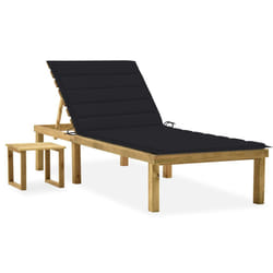 VidaXL 3065841 chaise d'extérieur Linge Siège rembourré Bois de pin Noir
