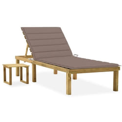 vidaXL Chaise longue de jardin avec table et coussin Pin imprégné - TU