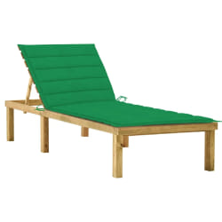 vidaXL Chaise longue avec coussin vert Bois de pin imprégné - TU