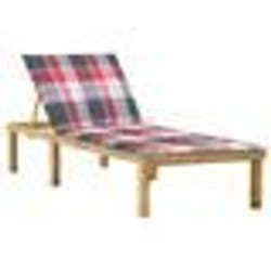 vidaXL Chaise longue avec coussin carreaux rouge Bois de pin imprégné - TU