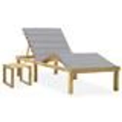 vidaXL Chaise longue de jardin avec table et coussin Pin imprégné - TU