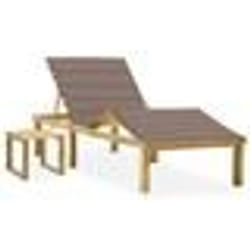 vidaXL Chaise longue de jardin avec table et coussin Pin imprégné - TU