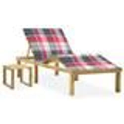 vidaXL Chaise longue de jardin avec table et coussin Pin imprégné - TU