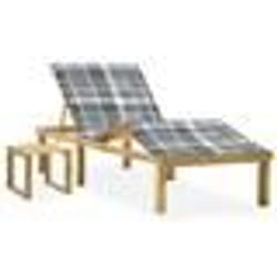 vidaXL Chaise longue de jardin avec table et coussin Pin imprégné - TU