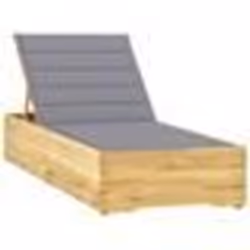 vidaXL Chaise longue avec coussin gris Bois de pin imprégné - TU