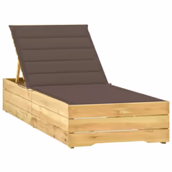 Cette chaise longue en bois avec coussin combine style et fonctionnalité et ajoute une touche de charme rustique à votre espa ...