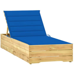 Vidaxl - Chaise longue avec coussin bleu royal Bois de pin imprégné