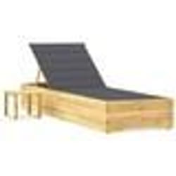 vidaXL Chaise longue de jardin avec table et coussin Pin imprégné - TU