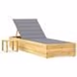 vidaXL Chaise longue de jardin avec table et coussin Pin imprégné - TU