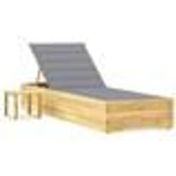 vidaXL Chaise longue de jardin avec table et coussin Pin imprégné - TU